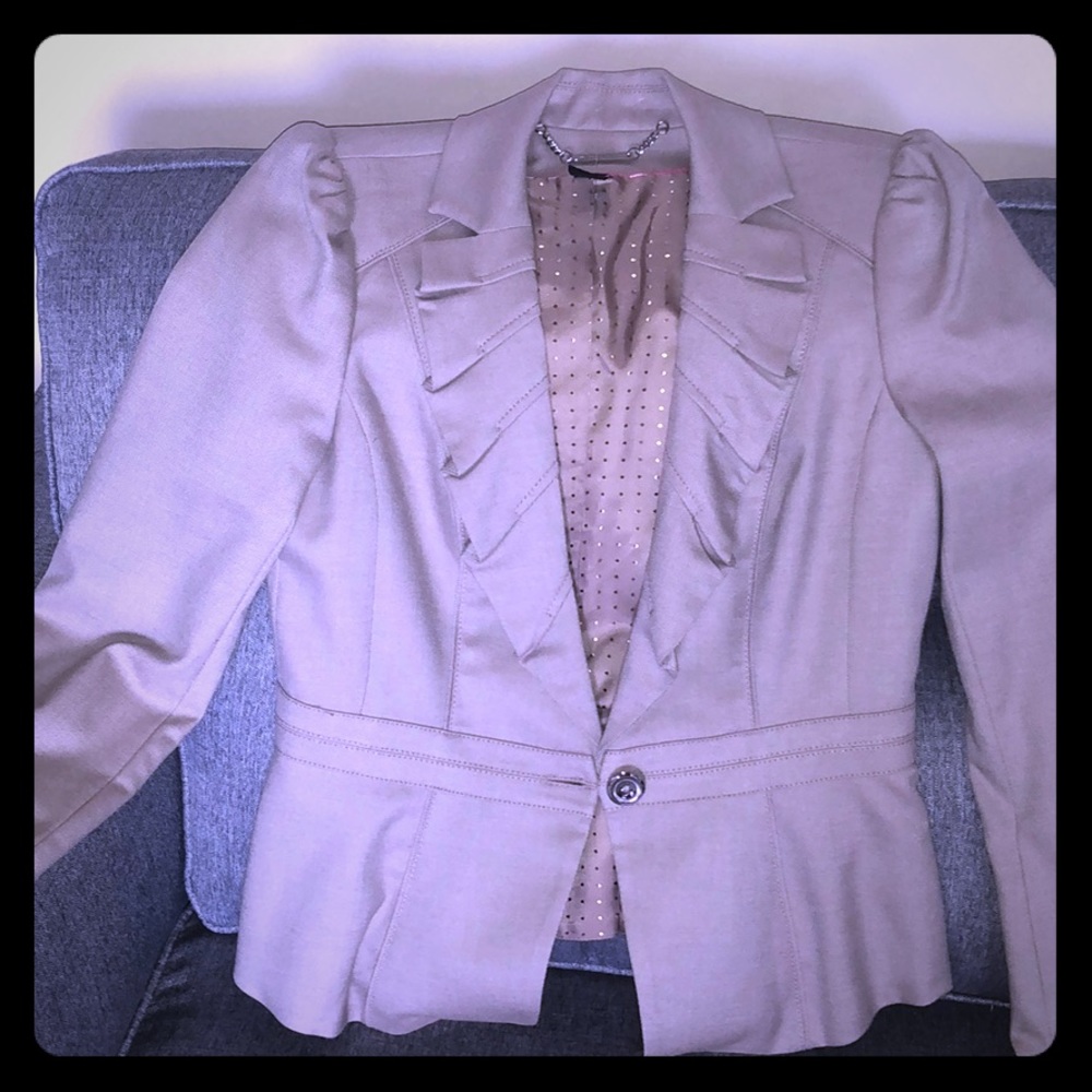WHBM peplum gathered puffy sleeve suit blazer